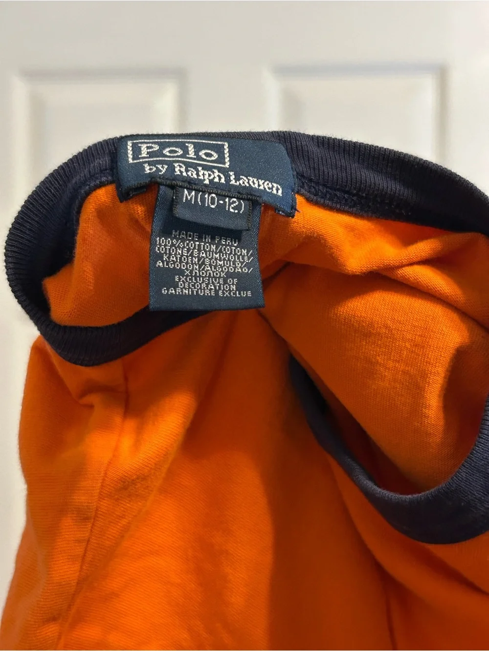 Ralph Lauren Orange Tee with Navy Trim and Polo Pony